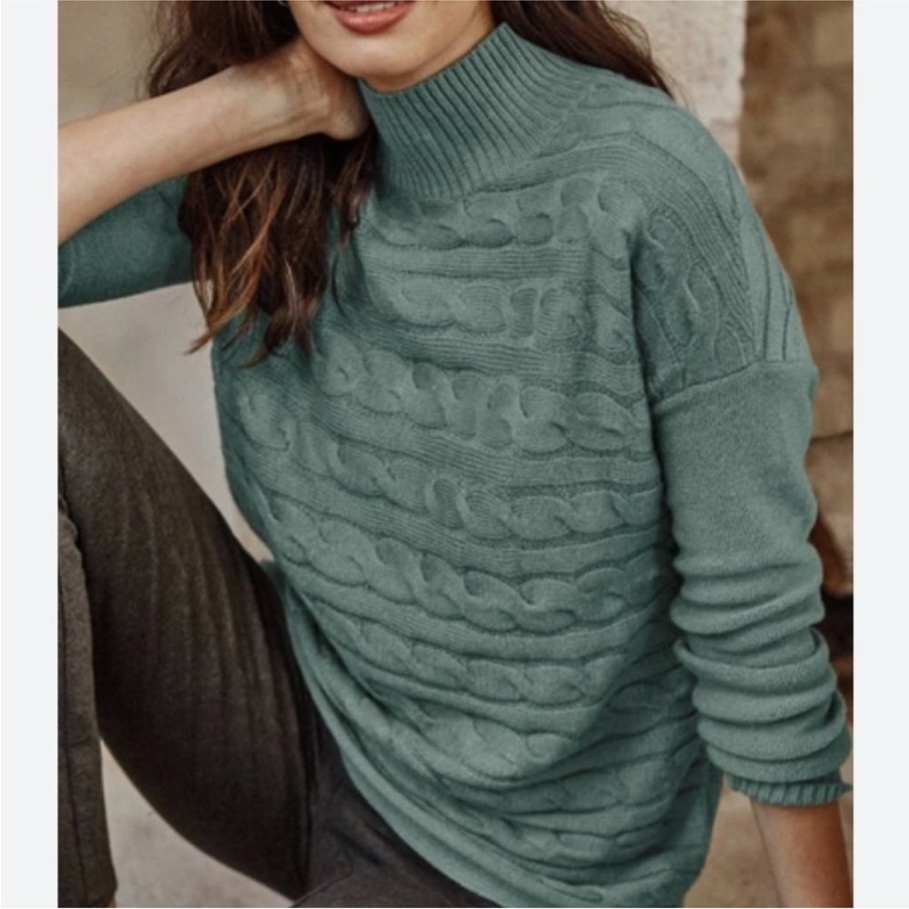 J Jill Horizontal Cables Mock Neck Sweater